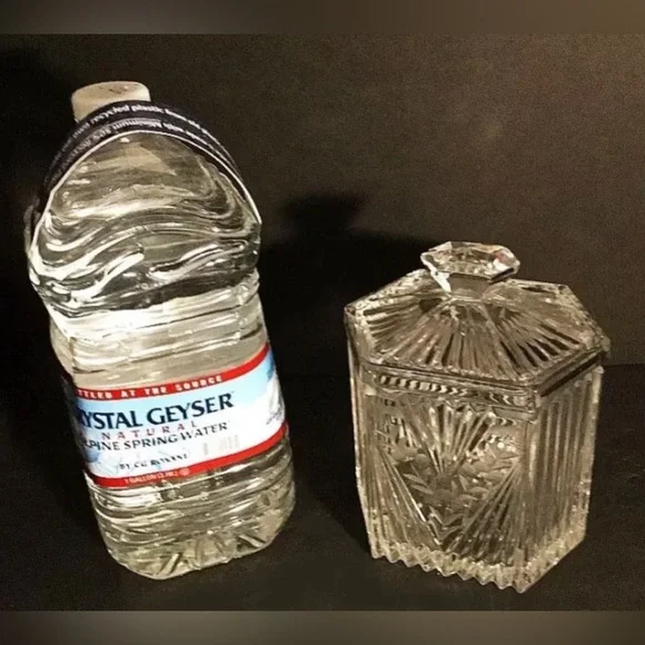 Crystal ice bucket. Elegant art deco design. 1930's vibe. 5 pounds of crystal.
